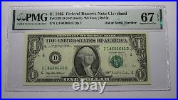 $1 1995 Radar Serial Number Federal Reserve Currency Bank Note Bill PMG UNC67EPQ