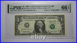 $1 1995 Repeater Serial Number Federal Reserve Currency Bank Note Bill PMG UNC66
