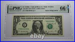 $1 2003 Radar Serial Number Federal Reserve Currency Bank Note Bill PMG UNC66EPQ
