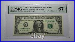 $1 2003 Repeater Serial Number Federal Reserve Currency Bank Note Bill PMG UNC67