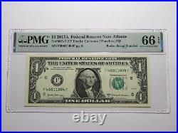 $1 2017 Fancy Radar Serial Number Federal Reserve Currency Bank Note Bill GEM66