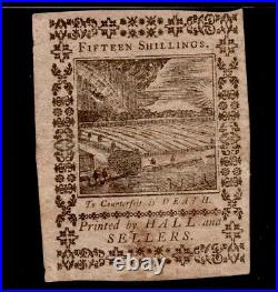 10/1/1773 Pennsylvania Colonial Note 15 Shilling PMG AU55 Nice Bold Signatures