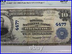 $10 1902 Bristol Virginia VA National Currency Bank Note Bill Ch. #4477 VF25 PMG