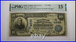 $10 1902 Grand Rapids Wisconsin WI National Currency Bank Note Bill 4639 PMG F15
