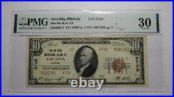 $10 1929 Arcadia Florida FL National Currency Bank Note Bill Ch. #8728 VF30 PMG