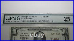 $10 1929 Billings Montana MT National Currency Bank Note Bill Ch #12407 VF25 PMG