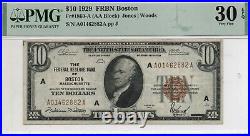 $10 1929 Boston Massachusetts National Currency Note Federal Reserve PMG 30