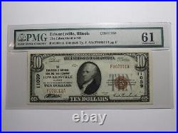 $10 1929 Edwardsville Illinois National Currency Bank Note Bill #11039 UNC61 PMG