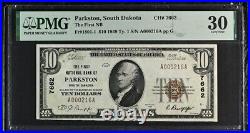 $10 1929 Parkston South Dakota National Currency Bank Note Bill PMG 30 VF #7662