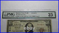 $10 1929 Roscoe New York NY National Currency Bank Note Bill Ch. #8191 VF PMG