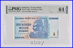 100 Trillion 2008 Zimbabwe Reserve Note Pick #91 PMG 64 EPQ PMG Graded