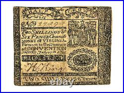 1775 Virginia Colonial Note Currency 2 Shillings 6 Pence VA-72a PMG 30 very fine