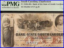 1862 $1 Low # 7 South Carolina Bank Note Currency Paper Money CIVIL War Pmg 50