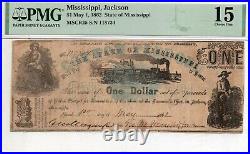 1862 $1 State Of Mississippi Jackson Cotton Pledged Note Pmg 15
