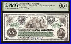 1873 $20 Bill Proof South Carolina Large Currency Note Specimen Pmg 65 Epq