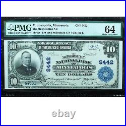 1902 $10 National Currency Minneapolis Ch# 9442 PMG 64 Choice Uncirculated