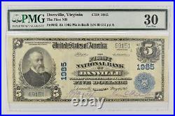 1902 $5 Danville VA US Nat'l Currency Large Note CH#1985 FR# 602 PMG 30 VF 1503