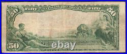 1902 $50 National City Bank Note Currency Los Angeles California Pmg Vf 25