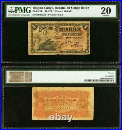 1914 Bank of Belgian Congo One Franc Matadi Banknote Pick# 3B PMG VF 20 Currency