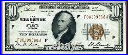 1929 $10 Federal Reserve Bank Note PMG CU64EPQ FR-1860-F Atlanta Georgia