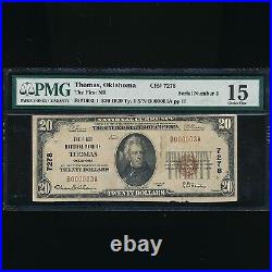 1929 $20 National Currency Bank Of Thomas Ok Brown Note Pmg 15 Free S/h
