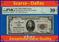 1929 $20 National Currency PMG 30EPQ rare wanted key note FRBN Dallas Fr 1870-K