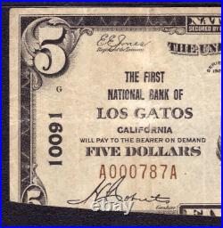 1929 $5 First National Bank Note Currency Los Gatos California Pmg Choice F 15