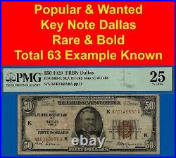 1929 $50 National Currency FRBN Dallas PMG 25 key note dallas Fr 1880-K 146890