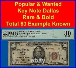 1929 $50 National Currency FRBN Dallas PMG 30 key note dallas Fr 1880-K 167116