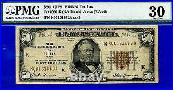 1929 $50 National Currency PMG 30 FRBN Dallas key note dallas Fr 1880-K 161859