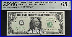 1963B $1 Federal Reserve Note PMG 66EPQ 10 PMG graded consecutive Barr Fr 1902-E