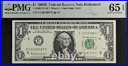 1963B $1 Federal Reserve Note PMG 66EPQ 10 PMG graded consecutive Barr Fr 1902-E