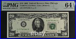 1969 $20 Federal Reserve Note PMG 65EPQ rare 5 consecutive Chicago Fr 2067-G
