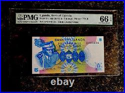 1977 5 Shillings IDI Amin Bank Of Uganda Currency Banknote Note Pmg 66