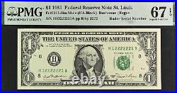 1981 $1 Federal Reserve Note PMG 67EPQ 2nd highest graded super radar 12222221