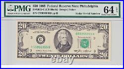1985 $20 Federal Reserve Note PMG 64EPQ Binary Bookend RADAR Serial #C55955955B