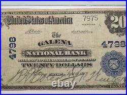 $20 1902 Galena Kansas KS National Currency Bank Note Bill Charter #4798 PMG F15