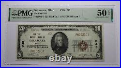 $20 1929 Delaware Ohio OH National Currency Bank Note Bill Ch. #243 UNC50EPQ PMG