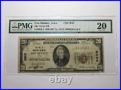 $20 1929 Des Moines Iowa IA National Currency Bank Note Bill Ch. #2886 VF20 PMG