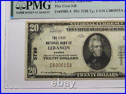 $20 1929 Lebanon Kansas KS National Currency Bank Note Bill Ch. #5799 VF25 PMG