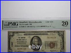 $20 1929 Westfield Massachusetts National Currency Bank Note Bill #1367 VF20 PMG