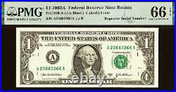 2003A $1 Federal Reserve Note PMG 66EPQ fancy repeater serial number 22662266
