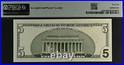 2003A $5 Federal Reserve Note PMG 66EPQ near solid lucky serial number 00777777