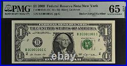 2009 $1 Federal Reserve Note PMG 65EPQ wanted radar-rotator 30000003