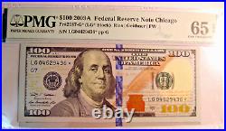2009A $100 Fr. #2187-G STAR FEDERAL RESERVE NOTE CHICAGO PMG65 EPQ2 CONSEC NOTES