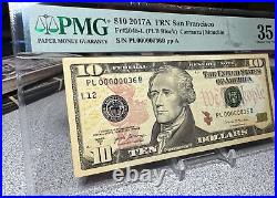 2017-A $5 Rare Low Serial Number FRN #36 Currency Bill Note Fancy Serial