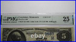 $5 1882 Crookston Minnesota MN National Currency Bank Note Bill #2567 VF25 PMG