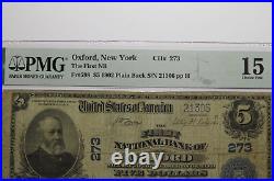 $5 1902 Oxford New York NY National Currency Bank Note Bill Charter #273 PMG F15