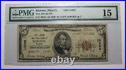 $5 1929 Bartow Florida FL National Currency Bank Note Bill Ch. #13389 F15 PMG