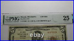 $5 1929 Miami Oklahoma OK National Currency Bank Note Bill Ch. #5252 VF25 PMG
